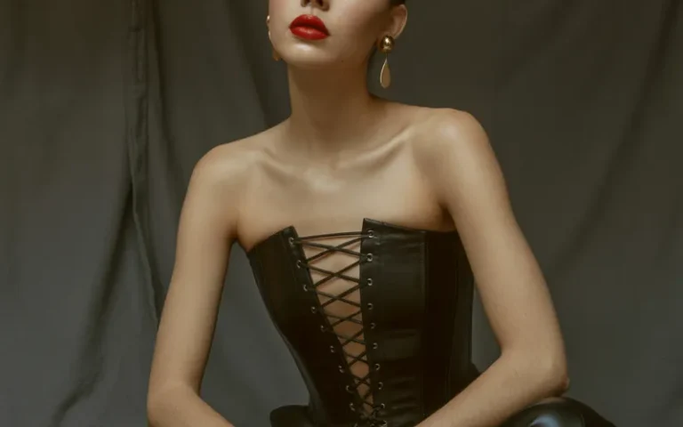Combine a corset top with wide-leg trousers.