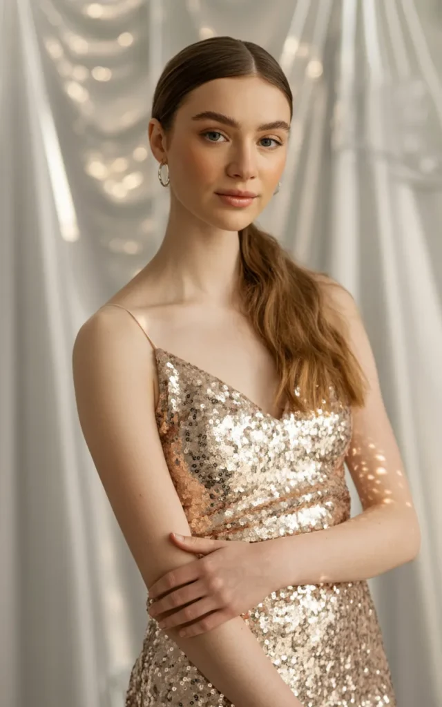 Slip into a sequin mini dress for the main party night