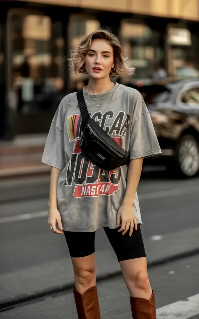 Throw on an oversized NASCAR tee as a dress